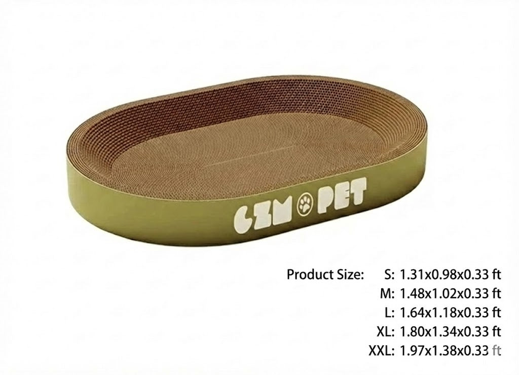 Oval Cat Scratcher Bed Large Size Cardboard Cat Scratching Pad for Indoor Cats