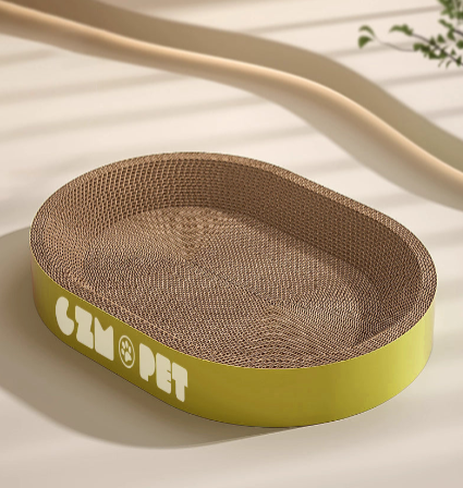 Oval Cat Scratcher Bed Large Size Cardboard Cat Scratching Pad for Indoor Cats