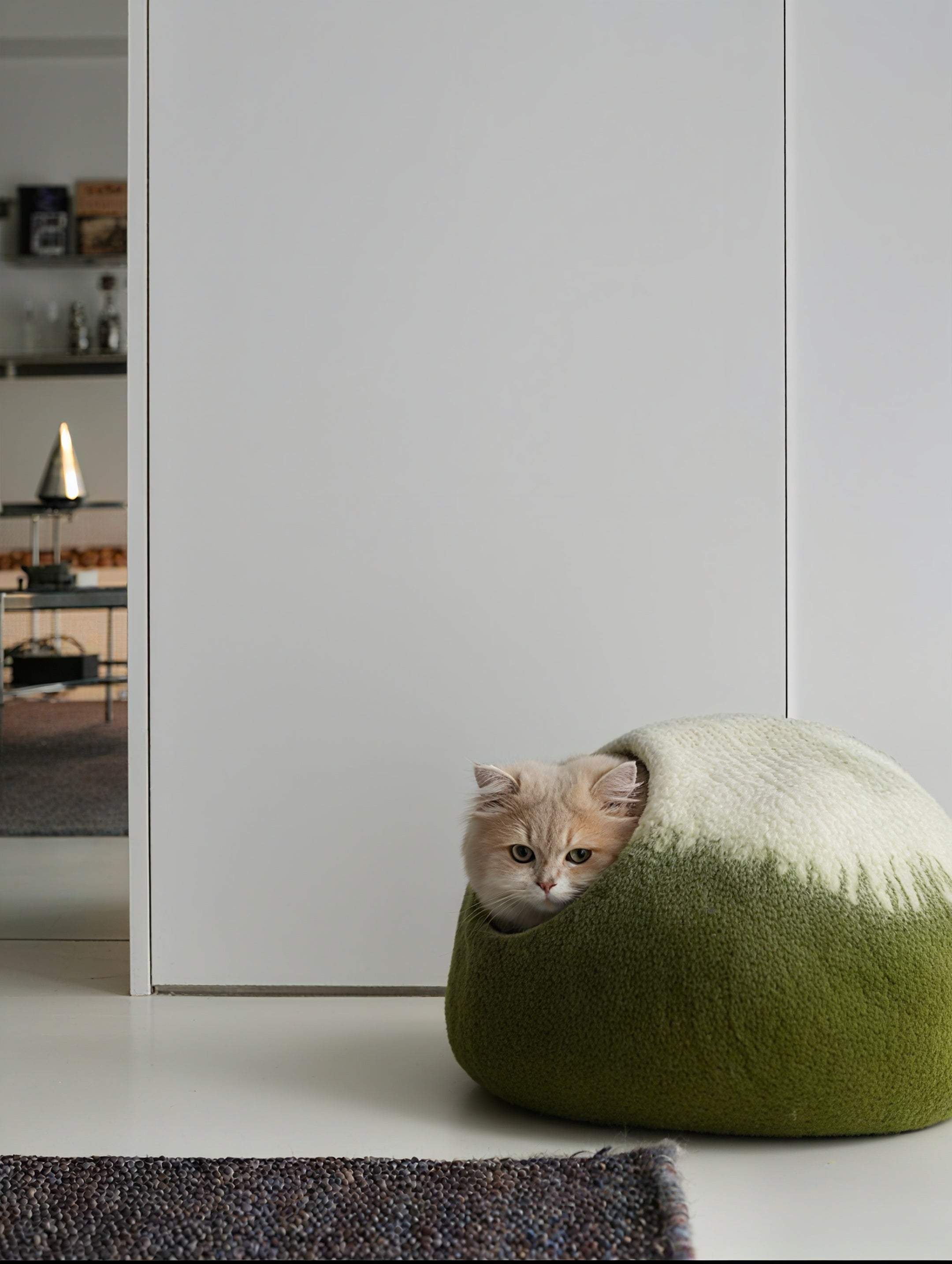 Handmade Felted Wool Cat Cave Bed