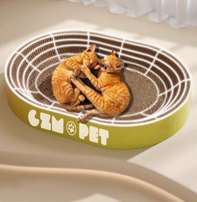 Oval Cat Scratcher Bed Large Size Cardboard Cat Scratching Pad for Indoor Cats