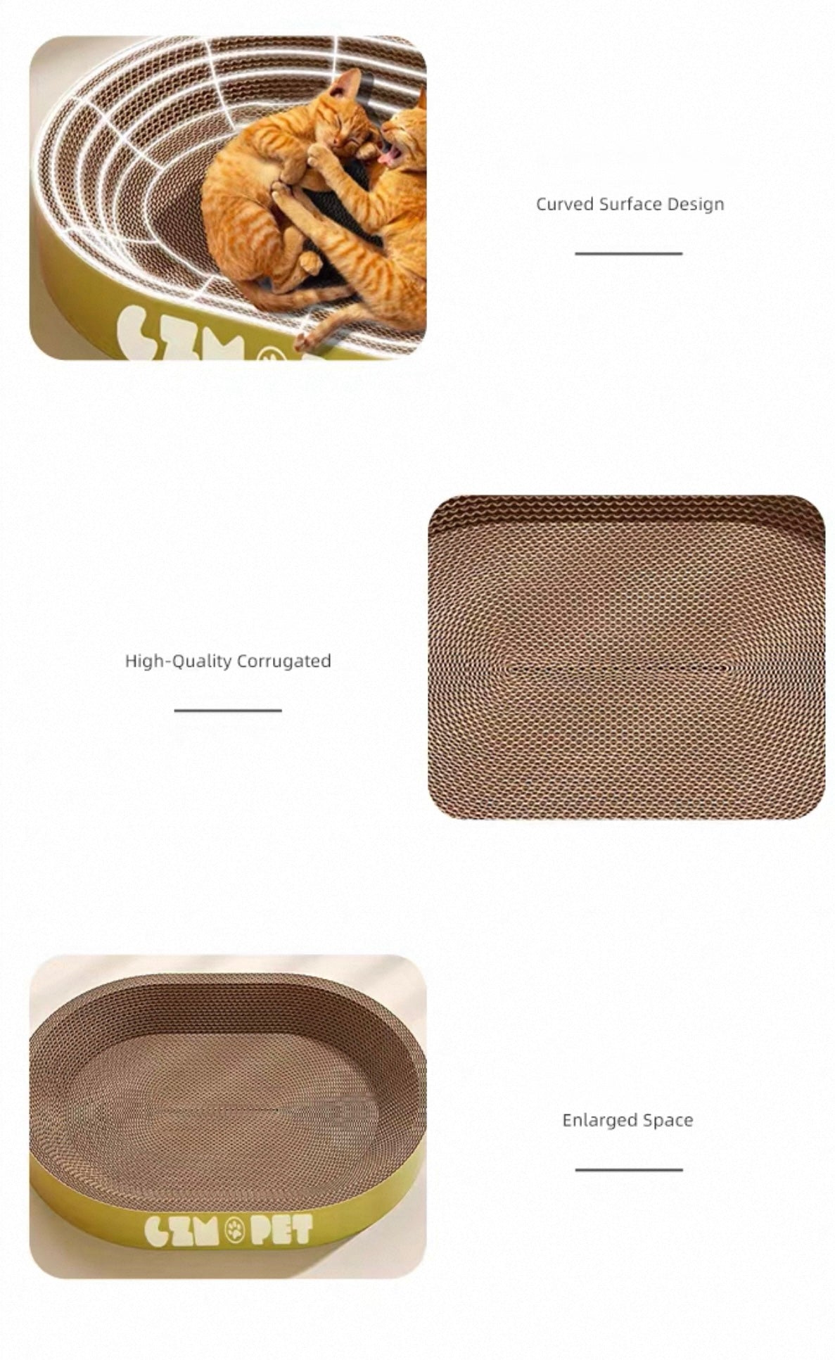 Oval Cat Scratcher Bed Large Size Cardboard Cat Scratching Pad for Indoor Cats