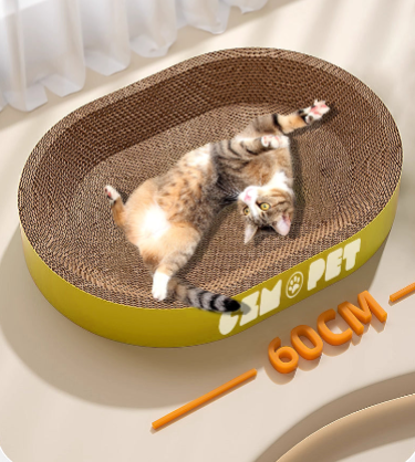 Oval Cat Scratcher Bed Large Size Cardboard Cat Scratching Pad for Indoor Cats