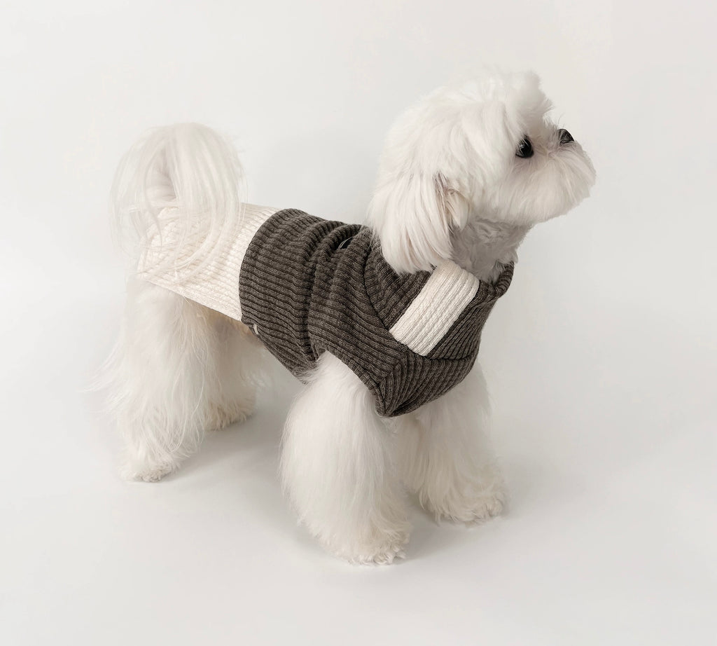 Kyawkyaw Brown & Cream Colorblock Knit Dog Sweater