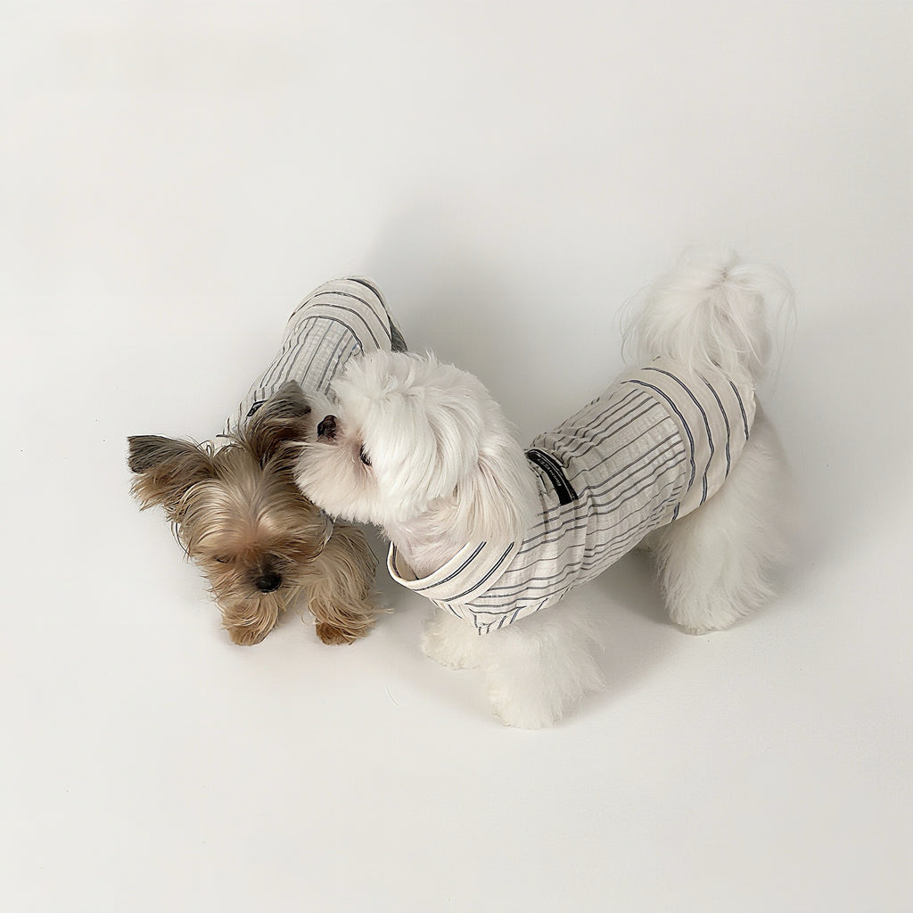 Kyawkyaw Blue Striped Dog Shirt Cotton