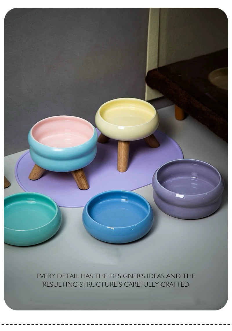 Petdebby Ceramic Elevated Pet Wood Table