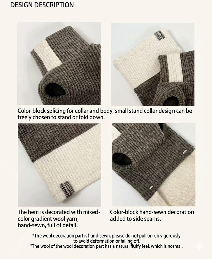 Kyawkyaw Brown & Cream Colorblock Knit Dog Sweater