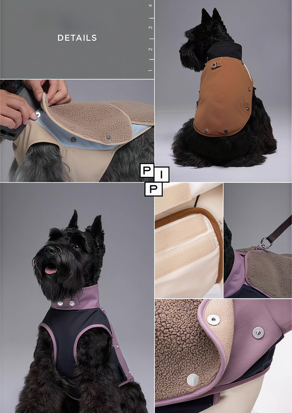 Plug In Pet Detachable Warm-Layer Color-Block Pet Jacket