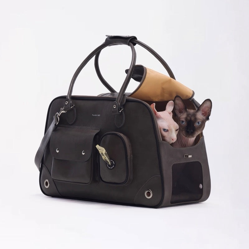 Urban Luxe Pet Travel Carrier — Premium Structured Tote for Dogs & Cats